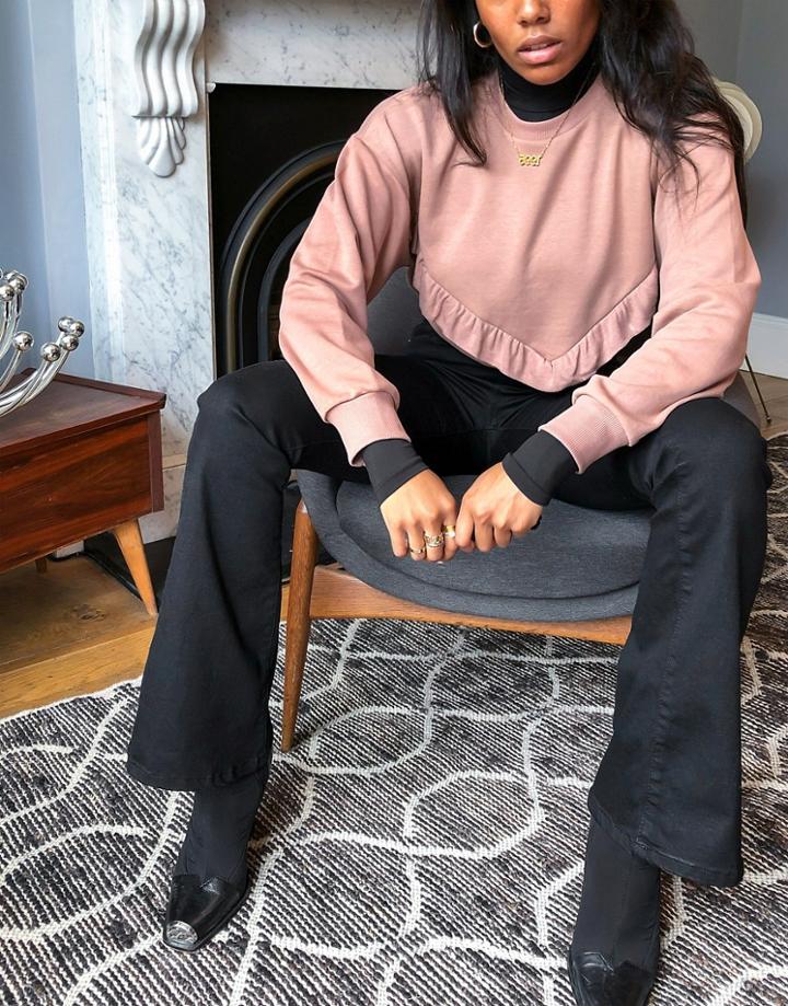 Mango Ruffle Sweatshirt In Pink