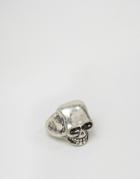 Asos Burnished Silver Skull Ring - Silver
