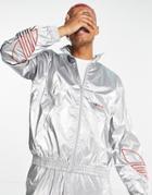 Adidas Originals Tricolor Jacket In Silver Metallic