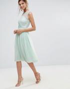 Asos Wedding Midi Dress With Ruched Panel Detail - Green