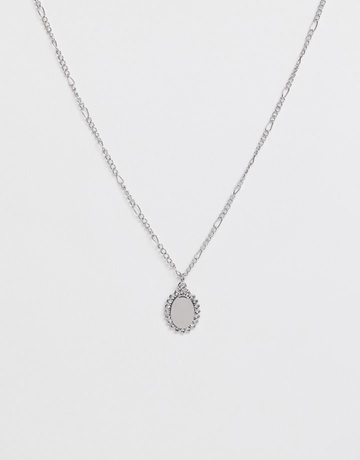 Miss Selfridge Oval Crystal Necklace - Silver