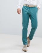 Asos Design Wedding Skinny Suit Pants In Stretch Cotton In Pine Green - Green
