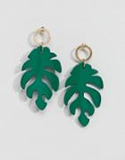 Asos Design Jungle Fever Palm Leaf Earrings - Gold