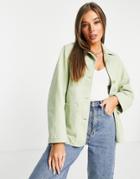 Asos Design Suede Mum Jacket In Sage-green