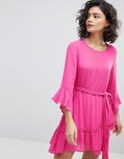 Vero Moda Ruffle Dress With Wrap Hem - Pink
