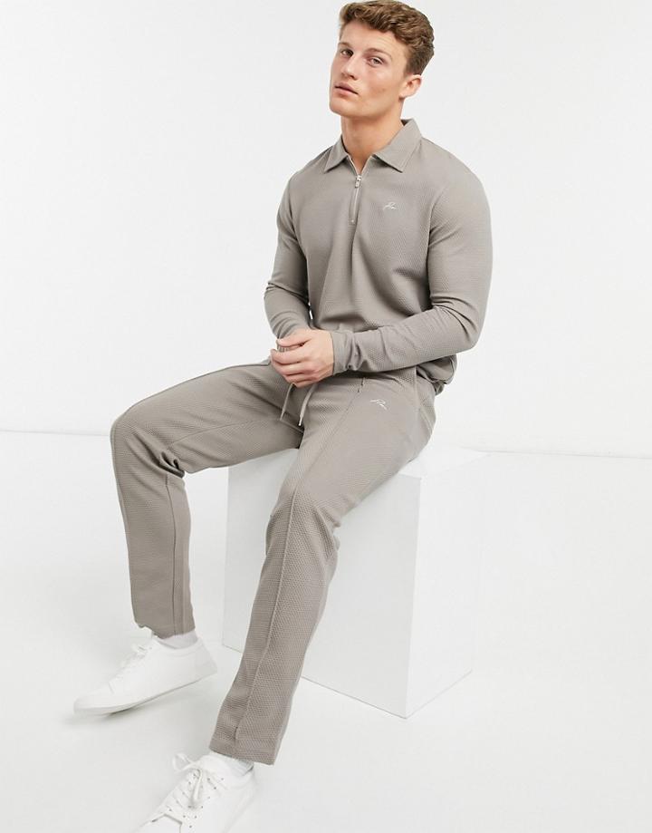 Jack & Jones Premium Textured Sweatpants Set In Beige-neutral