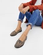 Asos Design Minny Flat Shoes In Leopard - Multi