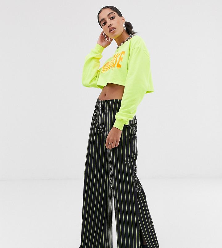 The Ragged Priest Pin Stripe Wide Leg Pants - Black