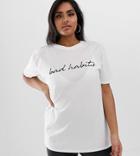 Missguided Plus Bad Habits Slogan T-shirt In White - White