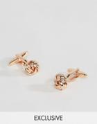 Reclaimed Vintage Knot Cufflinks In Rose Gold - Rose Gold