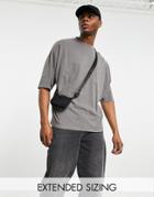 Asos Design Organic Cotton Blend Oversized T-shirt In Gray Acid Wash