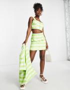 Urban Revivo Tweed Mini Skirt In Green Check Print - Part Of A Set