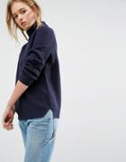Asos Ultimate Chunky Sweater With Roll Neck - Navy