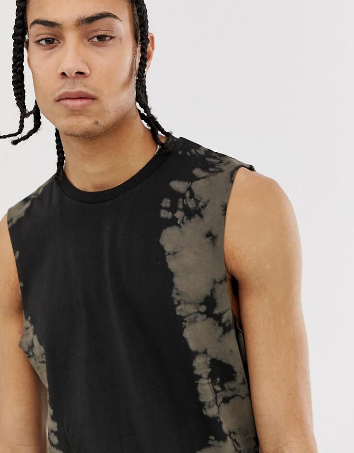 Asos Design Tank Tank In Bleach Wash In Black