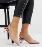 Asos Design Wide Fit Sphere Slingback Ball Heels In Rose Gold Glitter - Gold