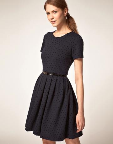 Boutique By Jaeger Ponti Prom Dress In Flocked Polka Dot - Blue