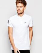 Blend Polo Slim Fit Washed Pique Logo Embroid In White - White