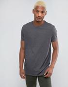 Asos Longline T-shirt With Crew Neck In Charcoal - Gray