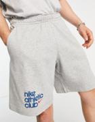 Nike Athletic Club Retro Logo Shorts In Gray Heather