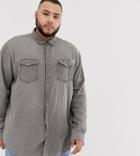 Jack & Jones Plus Size Denim Shirt In Washed Gray - Gray