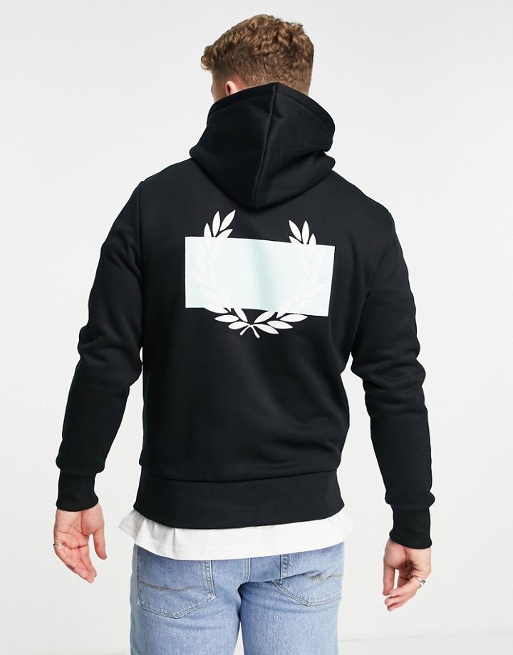 Fred Perry Laurel Wreath Overhead Hoodie With Back Print In Black