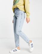 Topshop Mom Recycled Cotton Blend Jeans In Bleach-blues