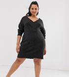 Micha Lounge Curve Relaxed Sweater Dress-black