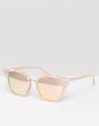 7x Chunky Mottled Frame Square Sunglasses - Beige