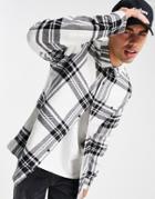 Topman Check Shirt In Mono-black