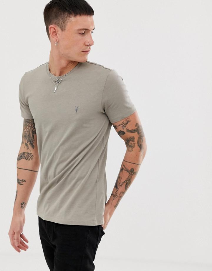 Allsaints Tonic T-shirt With Ramskull In Gray - Gray