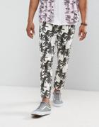 Asos Super Cropped Skinny Pants With Palm Tree Print - Stone