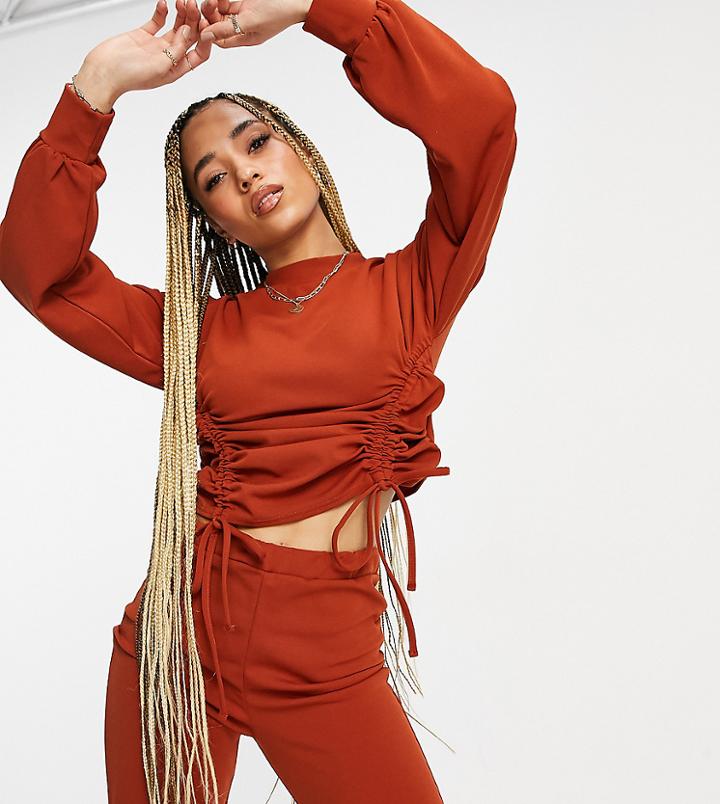 Missguided Sweatshirt Set With High Neck In Rust-orange