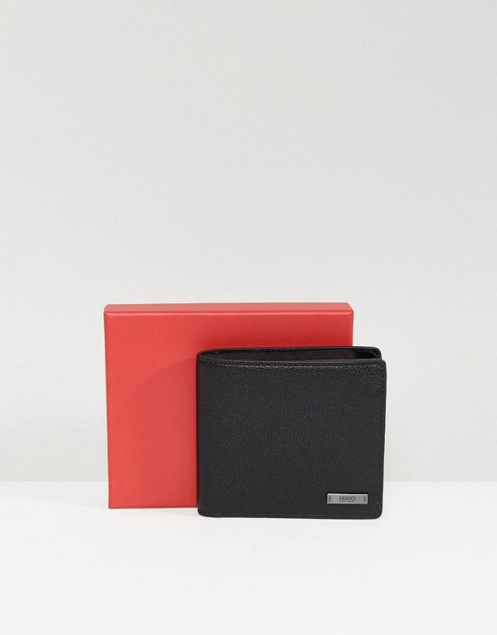 Hugo By Hugo Boss Element Natural Grain Leather Wallet In Black - Black