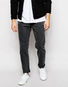 Asos Slim Jeans With Vintage Wash - Dark Gray