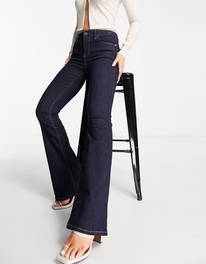 River Island Amelie Mid Rise Flare Jeans In Dark Denim-blue