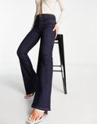 River Island Amelie Mid Rise Flare Jeans In Dark Denim-blue
