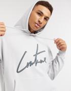 The Couture Club Signature Applique Oversized Hoodie In Gray-grey