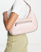 French Connection Moc Croc Shoulder Bag In Pink-brown