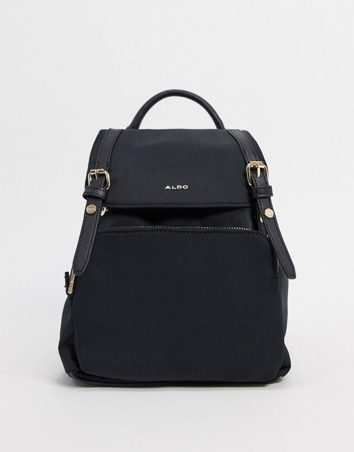 Aldo Rella Backpack With Gold Detailing In Black Recycled Polyester