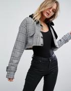 Missguided Checked Fleece Collar Jacket - Multi