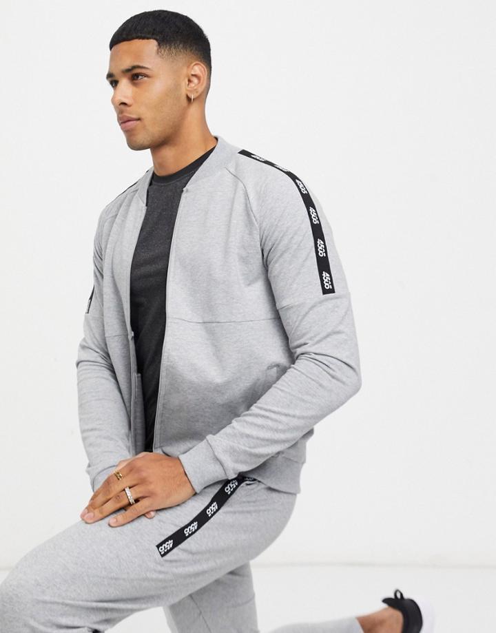 Asos 4505 Muscle Bomber Sweatshirt With Tape Detail-grey