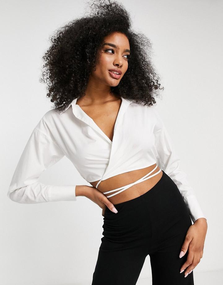 Envii Cotton Wrap Front Shirt In White - White
