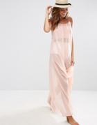 Asos Tie Shoulder Swing Maxi Beach Dress - Nude