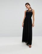 Little Mistress Embellished Top Ruched Maxi Dress - Black