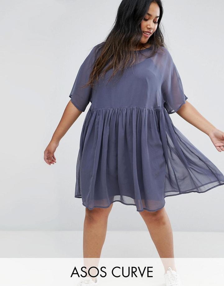 Asos Curve Smock Dress - Gray