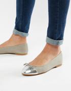 Asos Design Larva Toe Cap Ballet Flats - Gray