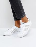 Kswiss Blemont Metallic Sneakers In White With Silver Stripe - White