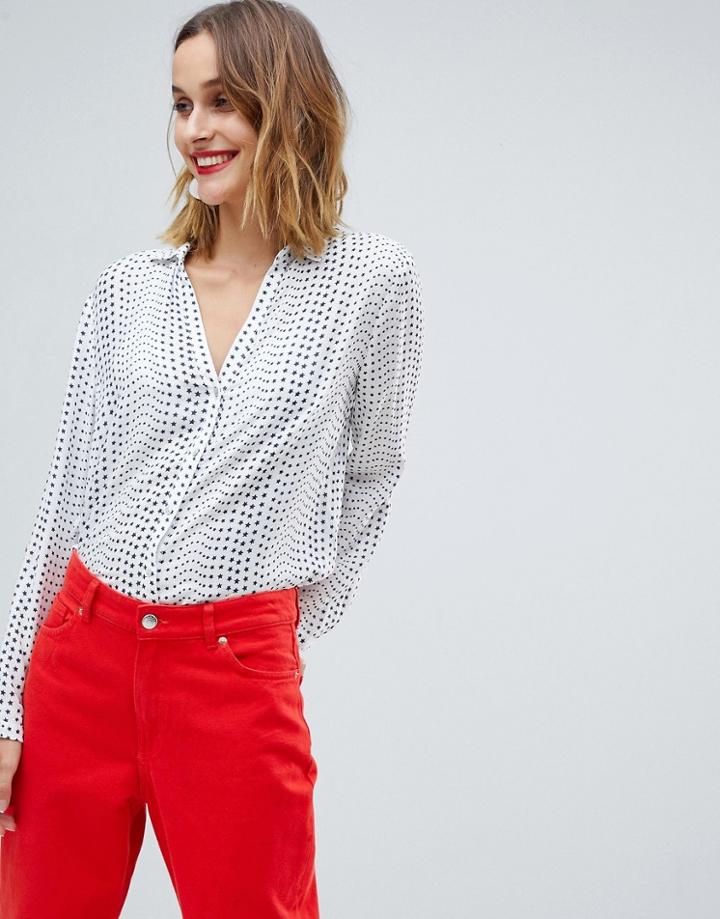 Esprit Star Printed Blouse - White