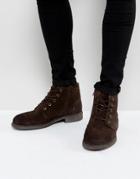 Selected Homme Trevor Suede Lace Up Boots In Brown - Brown