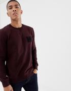 Burton Menswear Sweatshirt With W Motif In Burgundy - Red